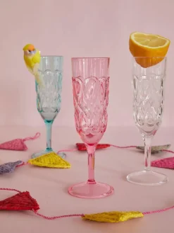 Rice A/S Melamin Und Bambus>Acrylic Sektkelch Glass with Swirly Embossed Detai