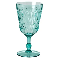 Rice A/S Melamin Und Bambus>Acrylic Wine Glass in Mint with Swirly Embossed De