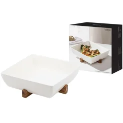 Ladelle Auflauf>Auflaufform mit Holzuntersetzer "Alto" 28x28x9cm