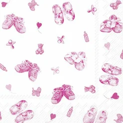 IHR Servietten Und Serviettenringe|Servietten>BABY SHOES ALLOVER Light Rose Cocktail-Servietten