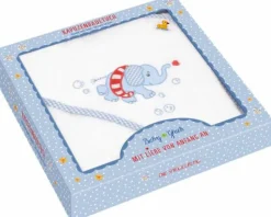 COPPENRATH SPG Badtextilien>BabyGlück - Kapuzenbadetuch Elefant, hellblau (80x