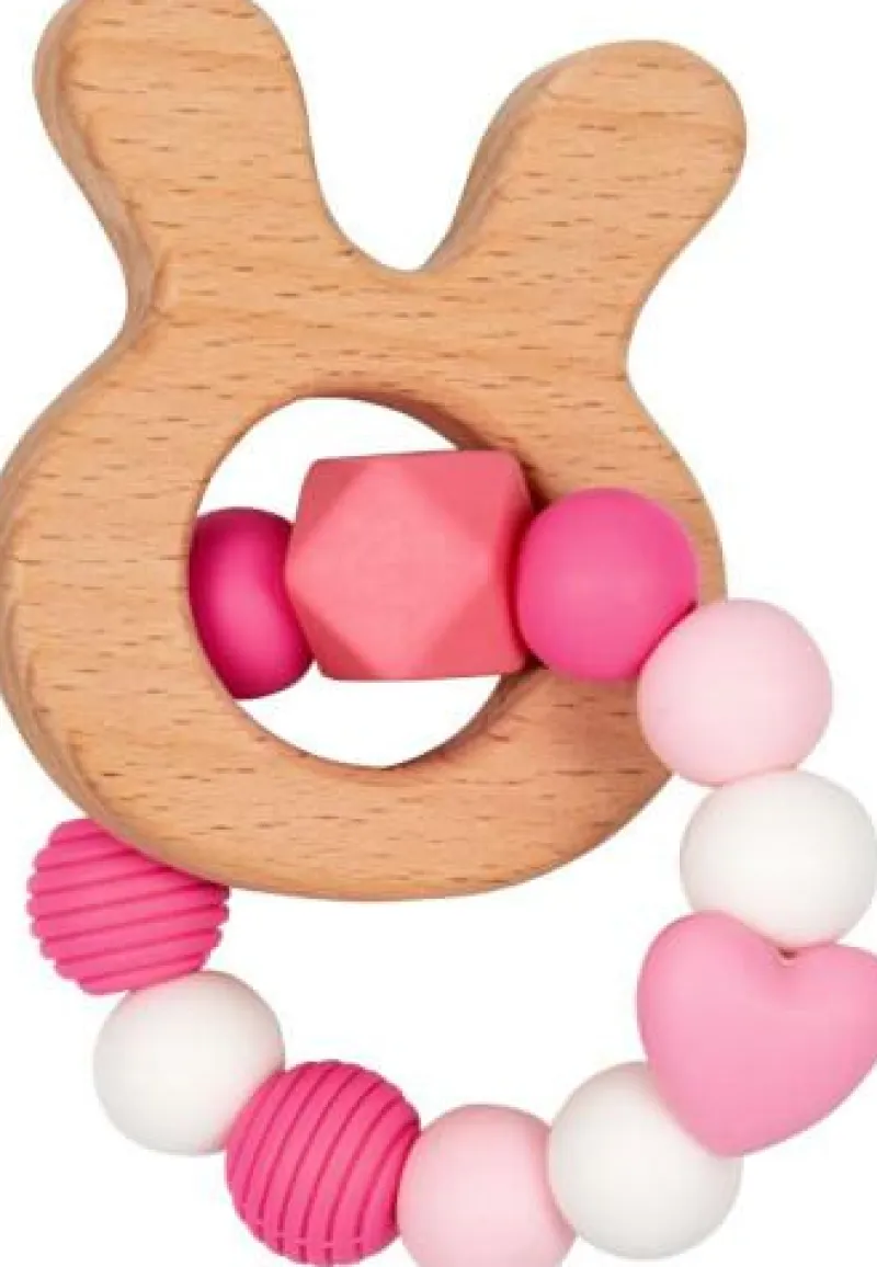 COPPENRATH SPG Spielen>BabyGlück - Silikon-Holz-Beißring, rosa
