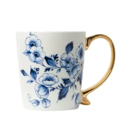 Heinen Delftware Henkelbecher>Becher flower gold