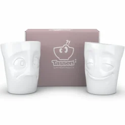 58 fiftyeight Henkelbecher>Becher Set vergnügt/verdutzt weiß, 350ml