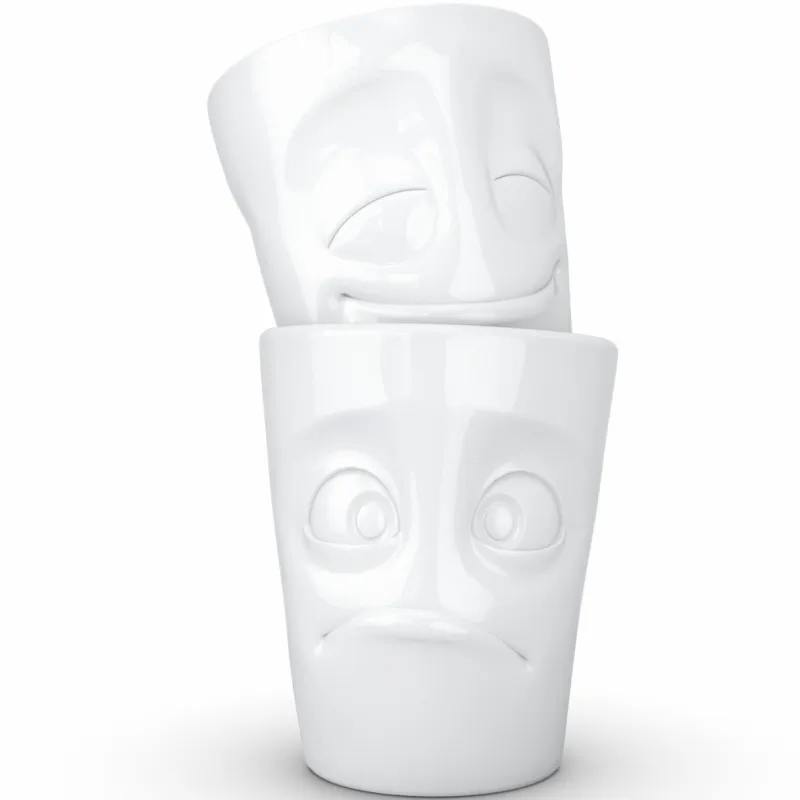 58 fiftyeight Henkelbecher>Becher Set vergnügt/verdutzt weiß, 350ml