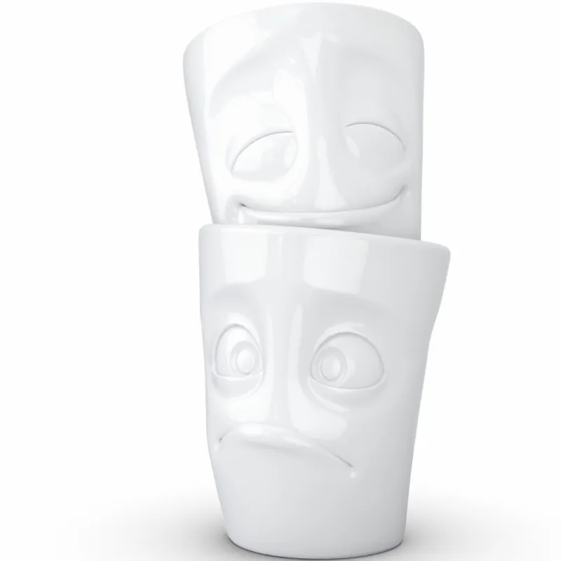 58 fiftyeight Henkelbecher>Becher Set vergnügt/verdutzt weiß, 350ml