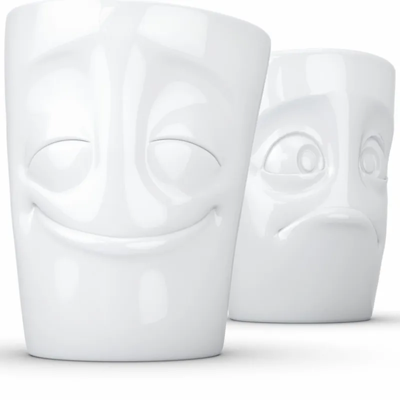 58 fiftyeight Henkelbecher>Becher Set vergnügt/verdutzt weiß, 350ml
