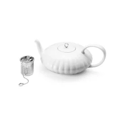 Georg Jensen A/S Weiß>Bernadotte Teekanne Porzellan/Edelstahl 1l