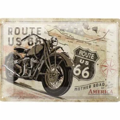 Nostalgic-Art Wand- Und Fensterdekoration>Blechschild 20 x 30 cm Route 66 Bike Map