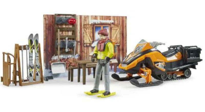 Bruder Fahrzeuge Und Fluggeräte>bworld Berghütte mit Snowmobil