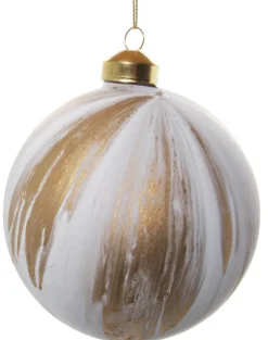 Shishi AS Baumschmuck Und Zubehör>Christbaumkugel, matt weiß/gold marmoriert, 10 cm