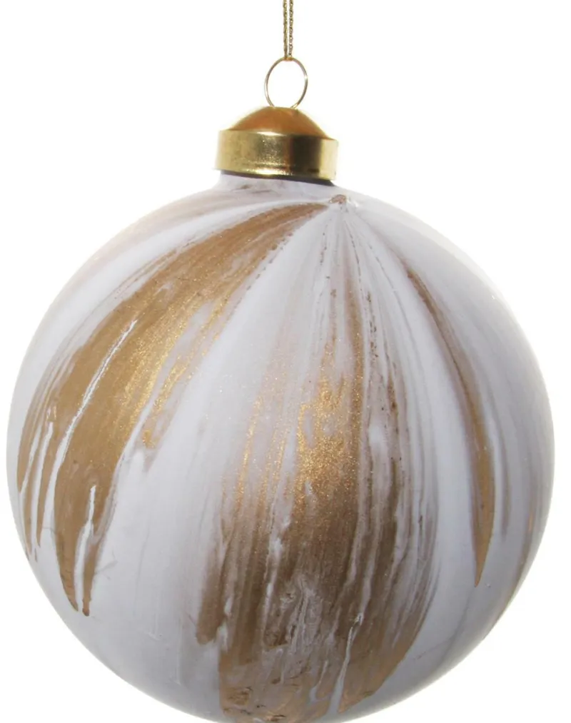 Shishi AS Baumschmuck Und Zubehör>Christbaumkugel, matt weiß/gold marmoriert, 10 cm