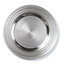 Goodz by Inge Dekoration>Deko- Teller, Rillen,silber, 33cm, Kunststoff