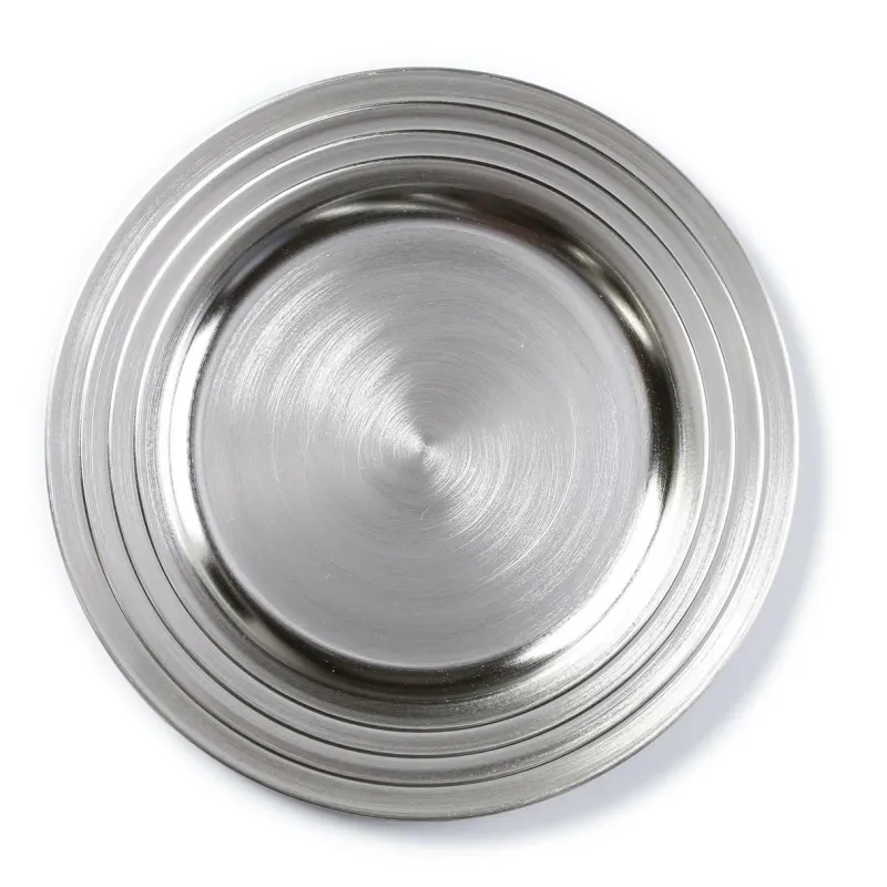 Goodz by Inge Dekoration>Deko- Teller, Rillen,silber, 33cm, Kunststoff