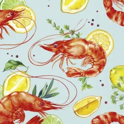 IHR Servietten Und Serviettenringe|Servietten>DELICIOUS SHRIMPS Blue Lunch-Servietten L1065240