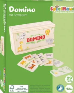 SpielMaus Kinderspiele>Domino mit Tiermotiven, 28 Teile
