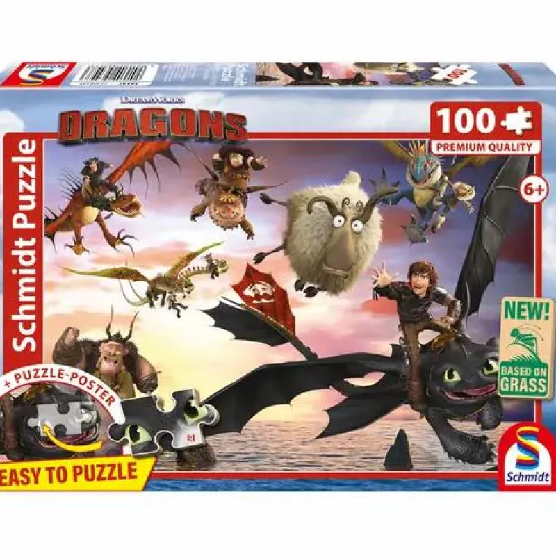 Schmidt Spiele Kinderpuzzle>Dragons, Drachenreiter In Aktion 100 Teile