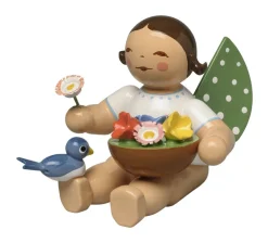 Wendt&Kühn Figuren>Engel mit Blumenkorb und Vogel