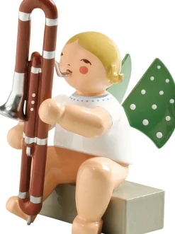 Wendt&Kühn Figuren>Engel mit Kontrafagott sitzend, Grünhainichener En