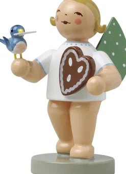 Wendt&Kühn Figuren>Engel Mit Lebkuchen und Vogel