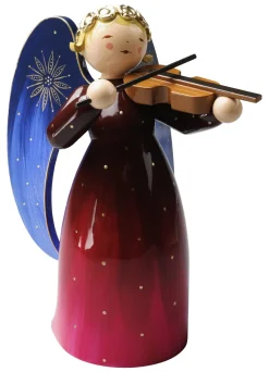 Wendt&Kühn Figuren>Engel reich bemalt, groß, mit Violine, rot, Weihna