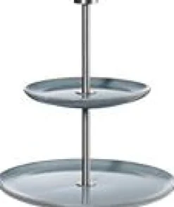 Asa Selection Weiß>Etagere flach, 2 stufig, denim D. 15 cm, H.22 cm