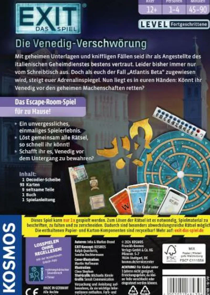 Kosmos Familien- Und Gesellschaftsspiele>EXIT® - Die Venedig-Verschwörung