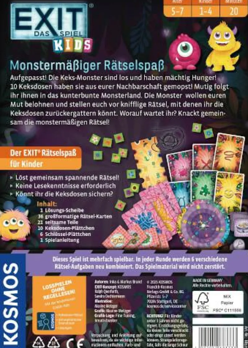 Kosmos Familien- Und Gesellschaftsspiele>EXIT® Kids - Monstermäßiger Rätselspaß
