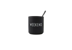 Design Letters ApS Henkelbecher>Favourite Cups Weekend schwarz 8,5x8cm, Occasion B