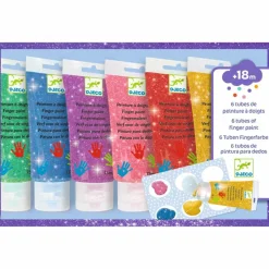 Djeco Malen Und Zeichnen>Fingerfarben: 6 Tuben Glitzer