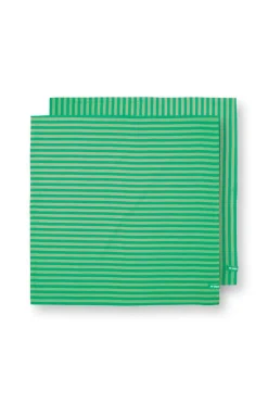 Pip Studio Küchentextilien>Geschirrhandtuch 2er Pack „Stripes grün", 65x65cm