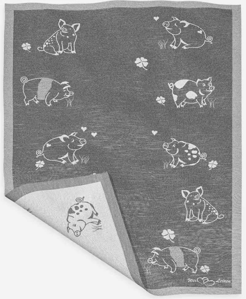 Eugen Übelhör Küchentextilien>Geschirrtuch "Eberhart" schwarz Halbleinen 45x73cm