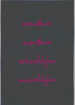 17;30 Küchentextilien>Geschirrtuch grau "Einatmen, Ausatmen ..." Baumwol