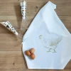17;30 Küchentextilien>Geschirrtuch "Huhn" weiß/gold Baumwolle