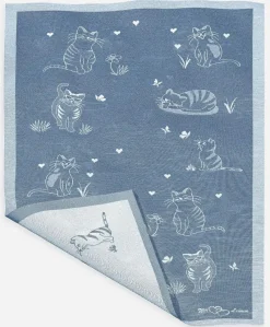 Eugen Übelhör Küchentextilien>Geschirrtuch "Schnurrsula" mittelblau Halbleinen 4