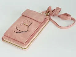 Kisme Taschen Und Körbe>Handytasche mit Börse Katze altrosa