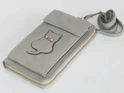 Kisme Taschen Und Körbe>Handytasche mit Börse Katze grau
