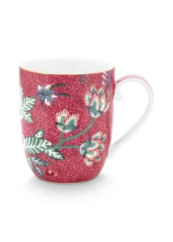 Pip Studio Henkelbecher>Henkelbecher klein „Flower Festival", dunkelrosa,