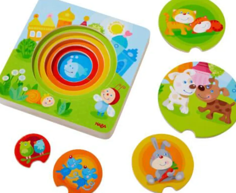 Haba Kleinkindpuzzle|Spielen>Holzpuzzle Kunterbunte Tierkinder