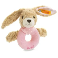 Steiff Kuscheln>Hoppel Hase Greifring 12cm rosa