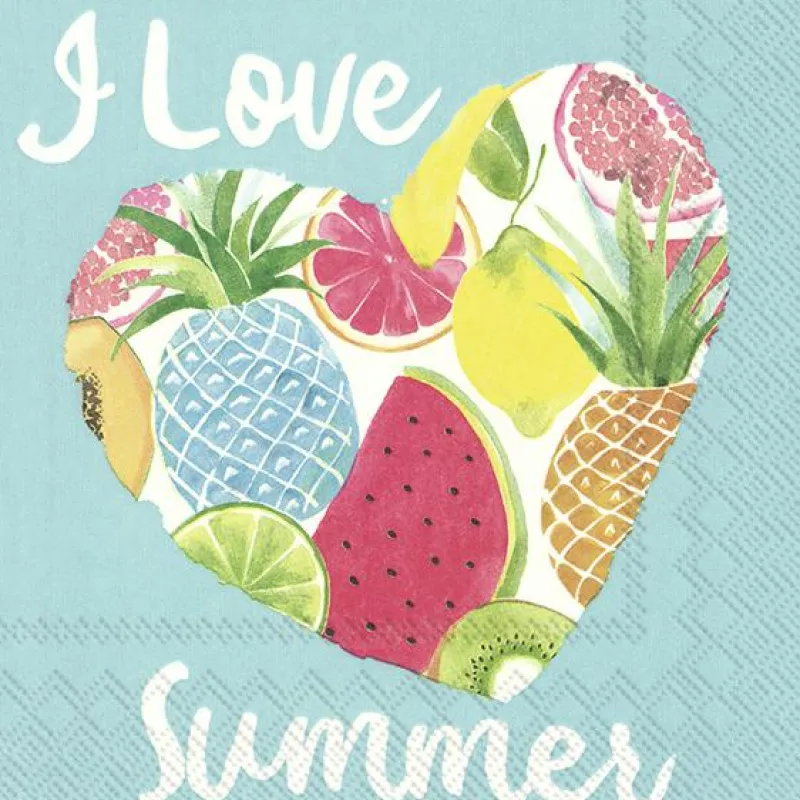 IHR Servietten Und Serviettenringe|Servietten>I LOVE SUMMER turquoise Lunch-Servietten L 908842