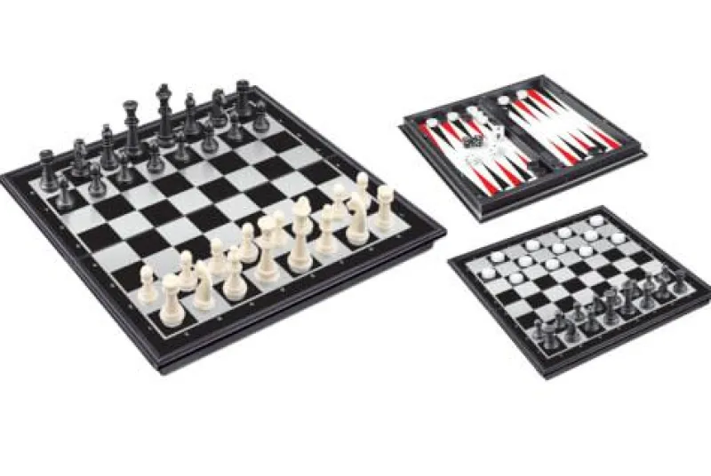 Natural Games Familien- Und Gesellschaftsspiele>3-in-1 Dame, Schach und Backgammon Magnetspiel
