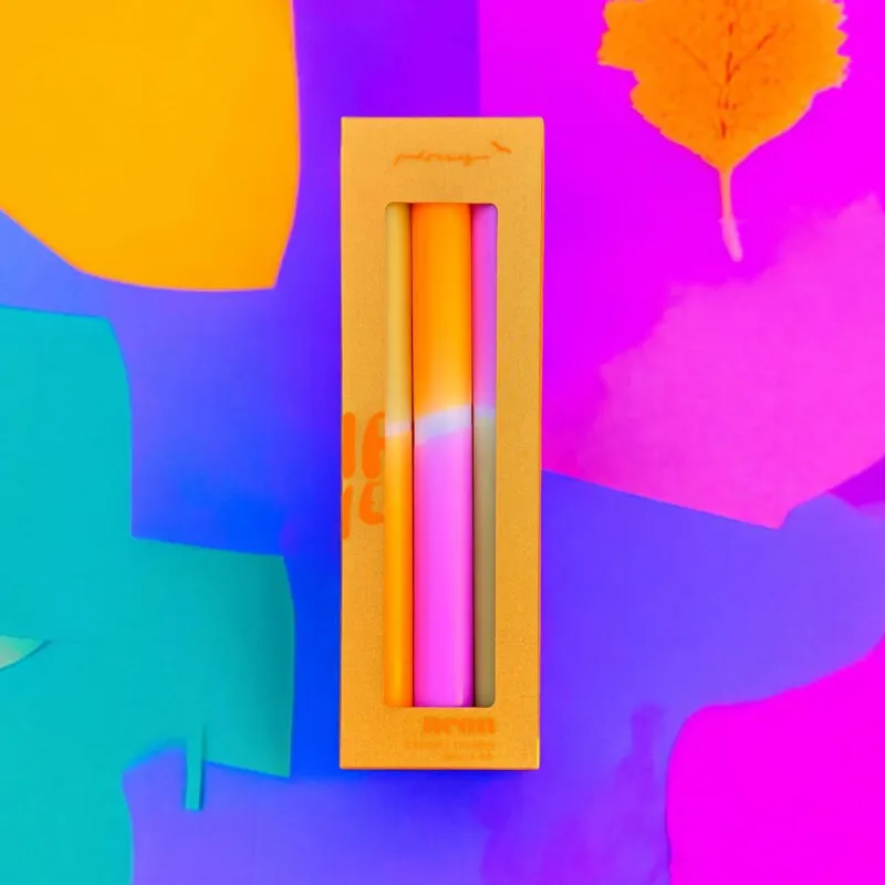 Pink Stories Kerzen, Leuchter Und Zubehör>Kerzen Dip Dye Neon "Honey Glaze"