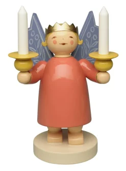 Wendt&Kühn Figuren>Kronenengel mit zwei Lichtnäpfen und Holzkerzen