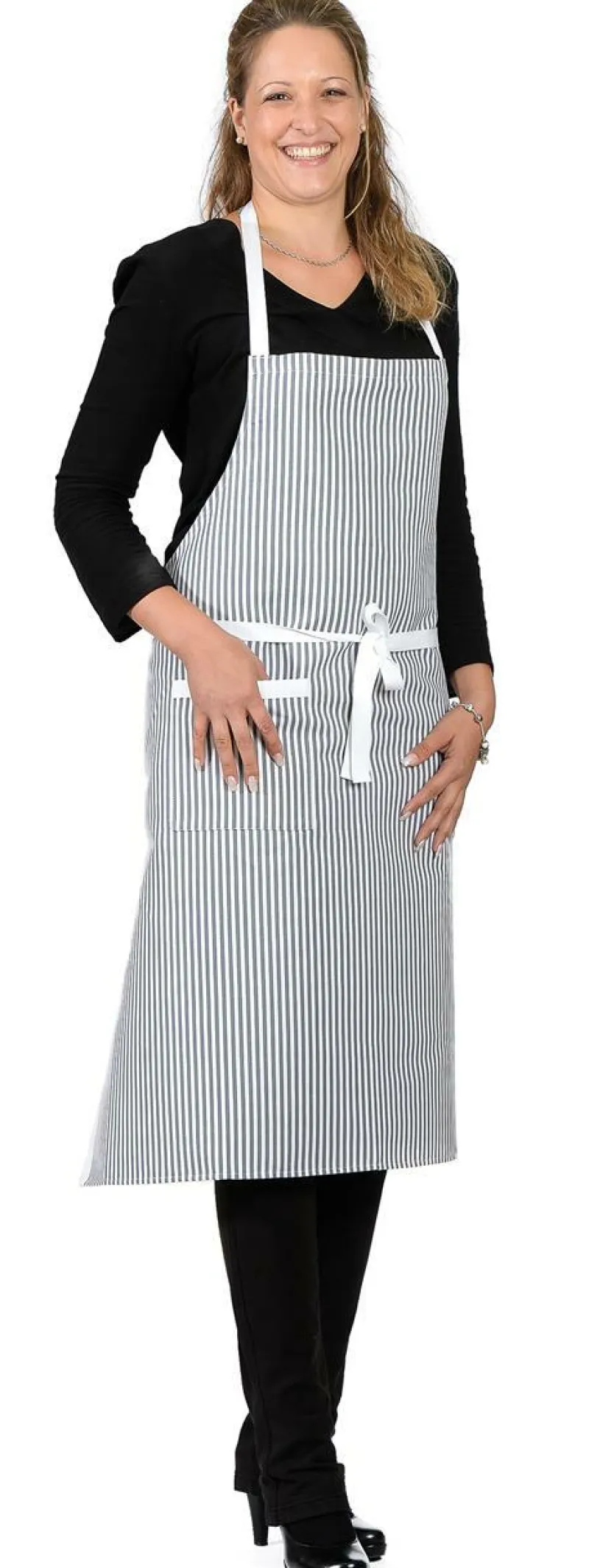 Meyer-Mayor Küchentextilien>Latzschürze Streifen grau Halbleinen