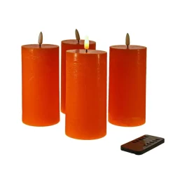 Werner Voß Kerzen, Leuchter Und Zubehör>LED-Kerze 4tlg. orange Kunststoff/WEachs 7,5x15cm