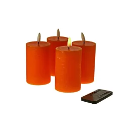 Werner Voß Kerzen, Leuchter Und Zubehör>LED-Kerze 4tlg. orange Wachs/Kunststoff 6,5x10cm m