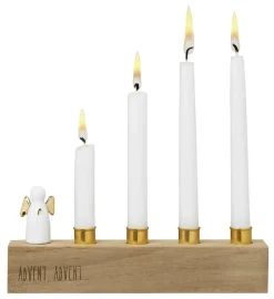 Räder Figuren>Leuchter Adventsengel gold „Advent Advent"