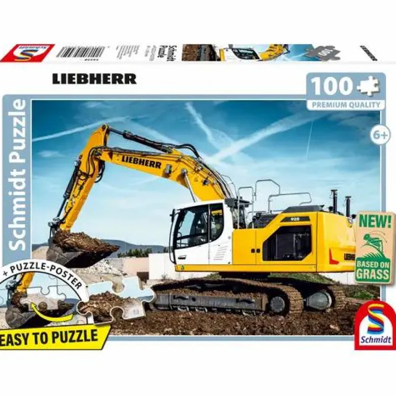 Schmidt Spiele Kinderpuzzle>Liebherr, Raupenbagger R928 100 Teile