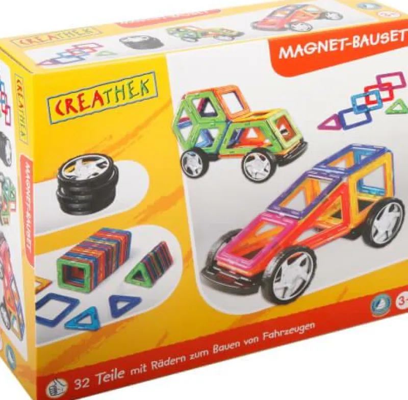 Creathek Klemm- Und Magnetbaukästen>Magnet-Bauset mit Rädern, 32 Teile